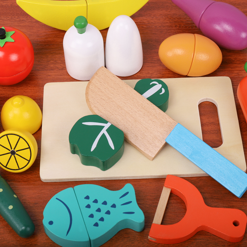Wooden Fruit Vegetable Cutting - Kids Toys Kitchen Set 评论和价格